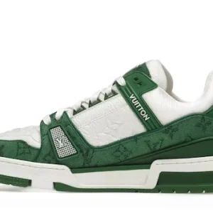 Louis Vuitton Trainer Green Monogram Denim White