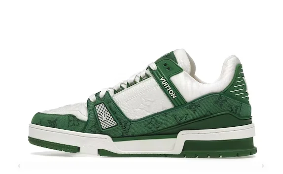 Louis Vuitton Trainer Green Monogram Denim White - immagine 2